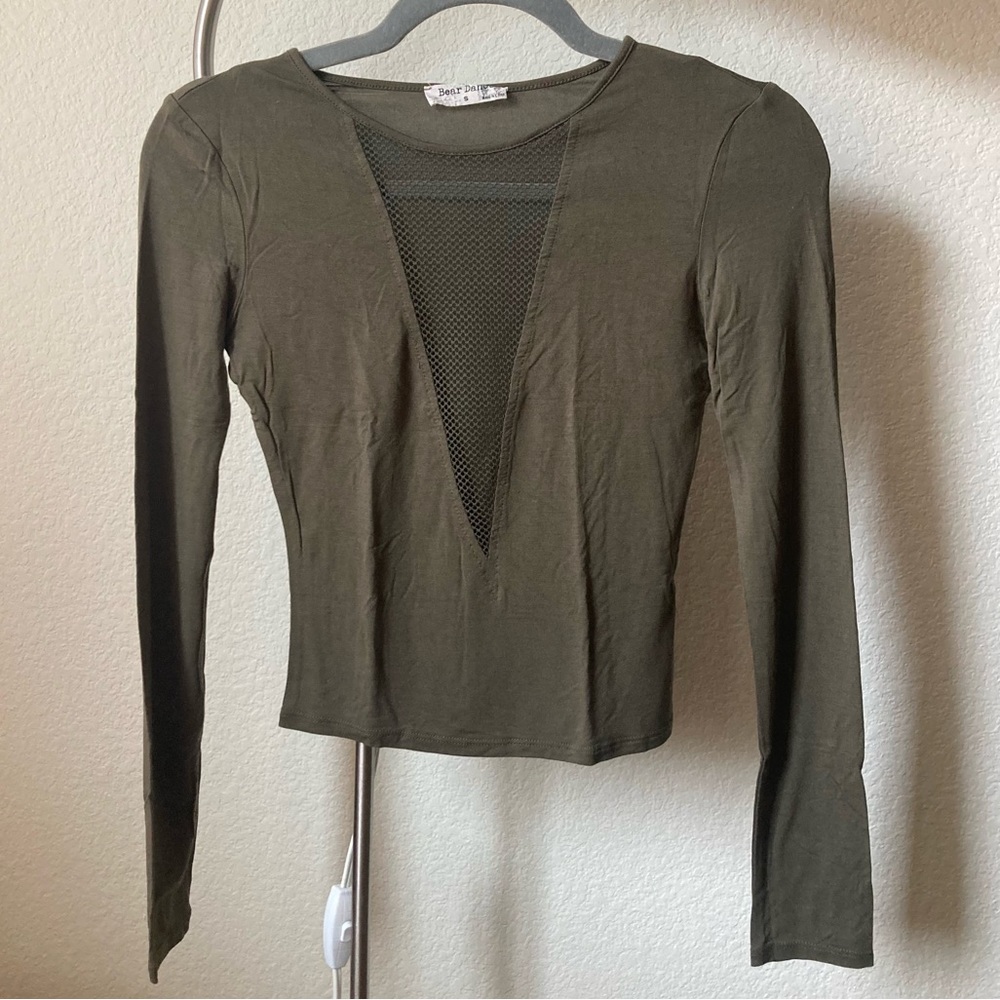 Bear Dance long sleeve olive top